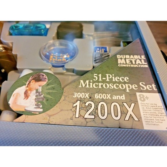 Microscope Set 300X 600X 1200X Science AmScope 25 Prepared Slides Case - Picture 8 of 12